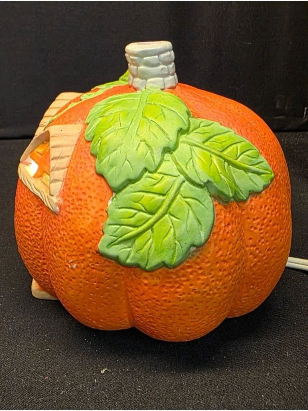 Vintage Brinn's Light-Up Spooky Pumpkin Jack-O-Lantern House Halloween Decor